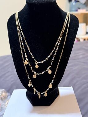 Gold-Tone Multi-Layer Coin Charm Necklace - Women Jewelry